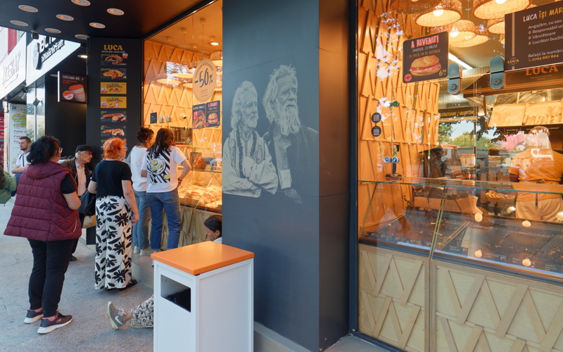 20 - The storefront of a Luca Bakery location, a popular Romanian chain known for its rustic sweet and savory pastries